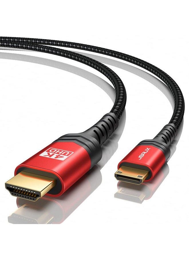 JSAUX - Mini Hdmi To Hdmi Cable 6Ft [Aluminum Shell Braided] High Speed 4K 60Hz Hdmi 2.0 Cord Compatible With Camera Camcorder Tablet And Graphics Video Card Laptop Raspberry Pi Zero W Red… - Image 1