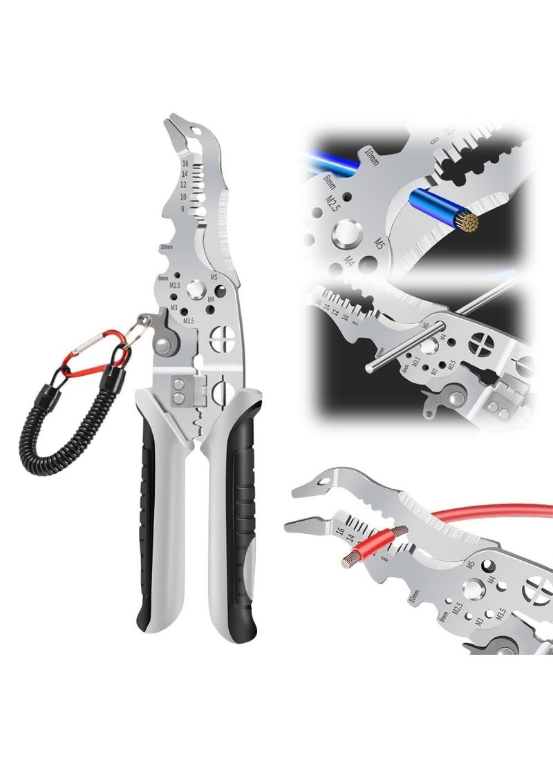 IQS ENTERPRISE IQS Enterprise 12 in 1 Multifunctional Wire Stripper Crimper Pliers Professional Wire Stripper tool for Electrical Cable cutter tool Cable Stripping Cutting Winding Crimping Precision 1 pcs  - Image 1