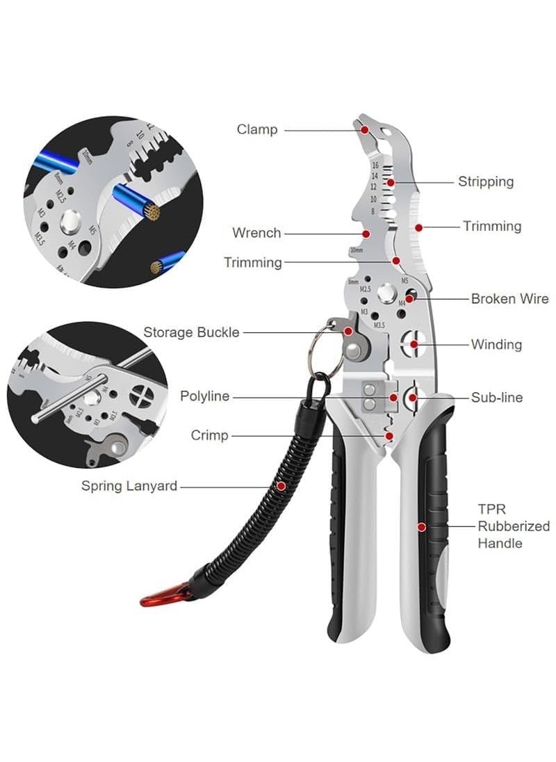 IQS ENTERPRISE IQS Enterprise 12 in 1 Multifunctional Wire Stripper Crimper Pliers Professional Wire Stripper tool for Electrical Cable cutter tool Cable Stripping Cutting Winding Crimping Precision 1 pcs  - Image 5