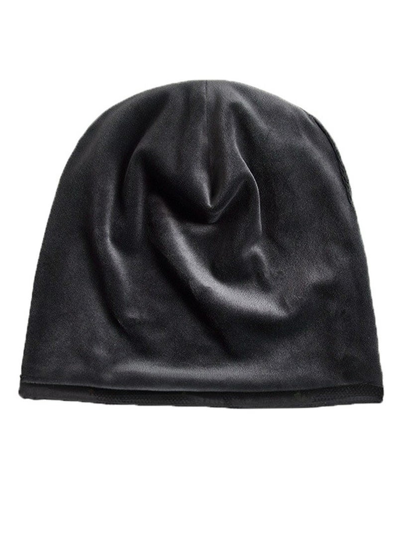 Loquat Infinity Scarf Headwear Cap Thickened Plush Beanie Hat Black  - Image 2