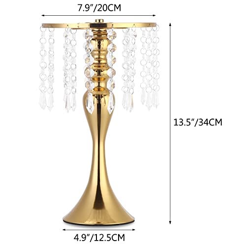 Rozrety 4 Pcs Gold Vases for Centerpieces, 13.5 inch Tall Crystal Flower Stand Wedding Centerpieces for Tables Decorative Metal Flower Vase for Party Anniversary Ceremony Birthday Event Home Decor - Image 5