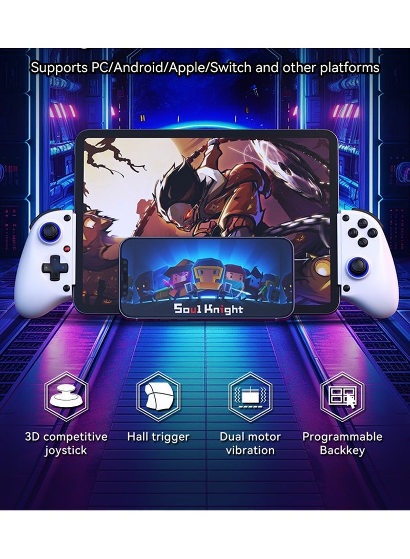 Hardcore Gamer Gamepad Wireless Stretch Bluetooth Gaming Controller+Cooler Hall Linear Trigger 3D Joystick Dual Motor Vibration Turbo Burst Function Support Android iOS PC Switch White - Image 5