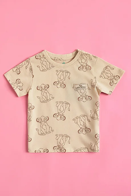 أر أند بي 2 Pack Lion King Printed T-Shirts with Short Sleeves