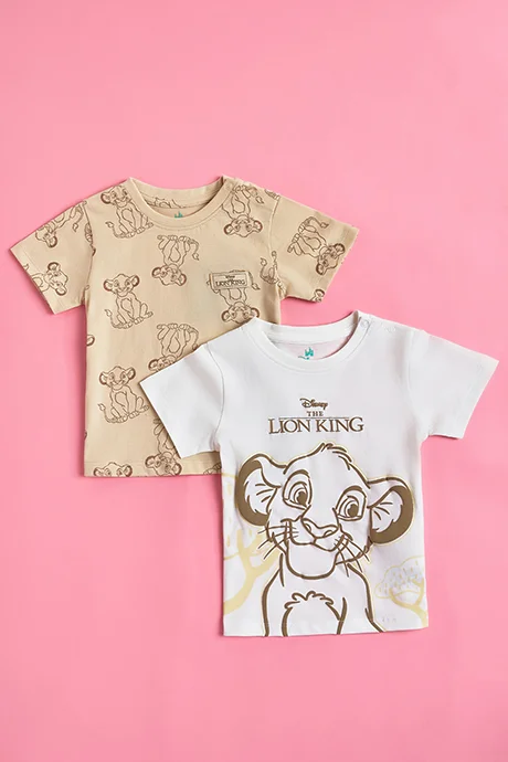 أر أند بي 2 Pack Lion King Printed T-Shirts with Short Sleeves