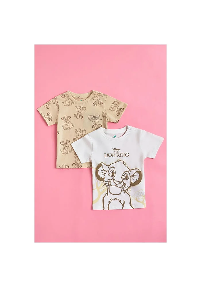 أر أند بي 2 Pack Lion King Printed T-Shirts with Short Sleeves