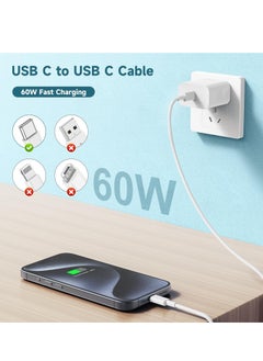 General 60W USB C to USB C Cable [3Pack] iPhone 15 Fast Charging Cable,6ft Long USB-C to USBC Power Cord for iPhone 15/15 Pro/15 Plus/15 Pro Max,MacBook Pro Air/IPad Air 4/5/iPad Pro 12.9/11(White)  - Image 2