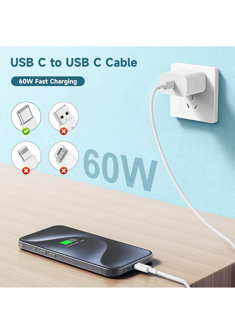 General 60W USB C to USB C Cable [3Pack] iPhone 15 Fast Charging Cable,6ft Long USB-C to USBC Power Cord for iPhone 15/15 Pro/15 Plus/15 Pro Max,MacBook Pro Air/IPad Air 4/5/iPad Pro 12.9/11(White)  - Image 2