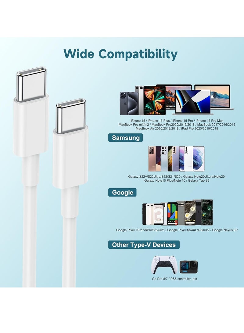 General 60W USB C to USB C Cable [3Pack] iPhone 15 Fast Charging Cable,6ft Long USB-C to USBC Power Cord for iPhone 15/15 Pro/15 Plus/15 Pro Max,MacBook Pro Air/IPad Air 4/5/iPad Pro 12.9/11(White)  - Image 5