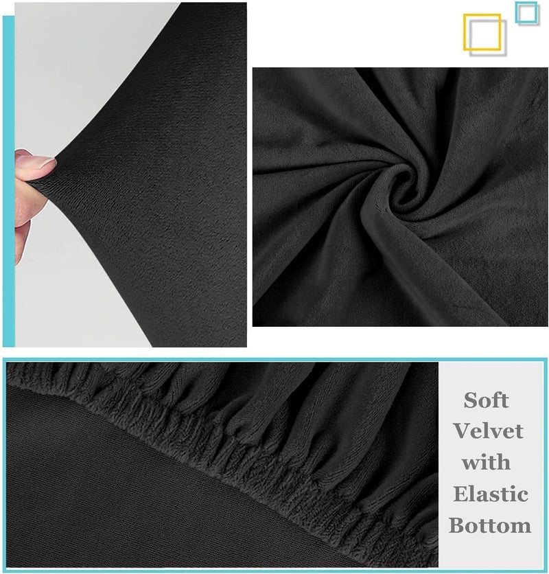 دوجويك غطاء رأس السرير من ، غطاء رأس سرير قابل للتمدد، غطاء واقي مضاد للغبار لرأس السرير المنجد في غرفة النوم، قماش مخملي (أسود داكن، 200-220 سم (مقاس كينج)) - Image 2