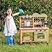 ROBUD Mud Kitchen for Kids Outdoor Wooden Kids Mud Kitchen with Removable Sink Planting Cup Oven Chalkboard Utensils Storage Green Outdoor Play Kitchen for Ages 3 - Image 2