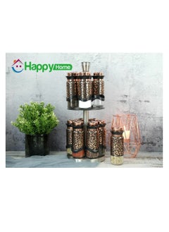 Happy Home Happy Home Spice Set 12 Pcs Black x Gold Round Stand MA-1256 