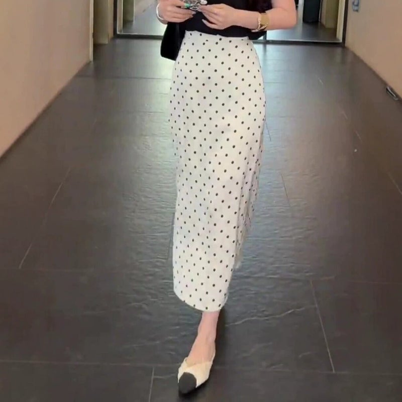Polka Dot A-Line Midi Skirt - Image 4