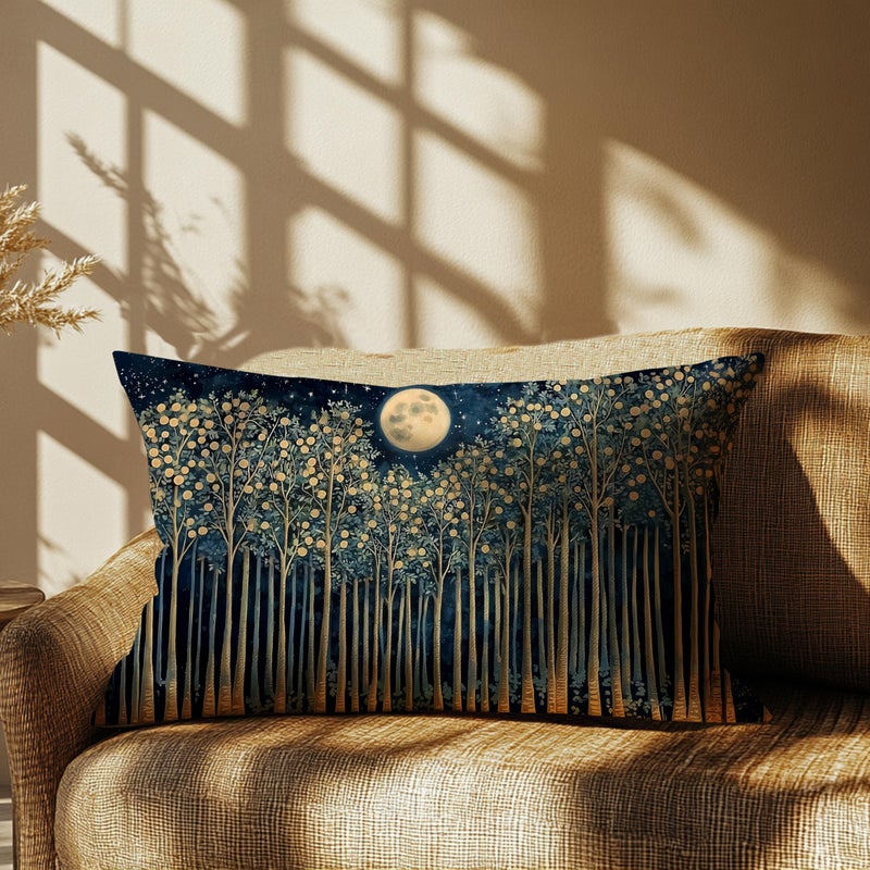 BUJSP Rustic William Morris Night Moon Forest Green Decor Pillow Covers 12x20,Vintage Botanical Nature Landscape Decorative Throw Pillow Covers for Home Bedroom Living Room - Image 5