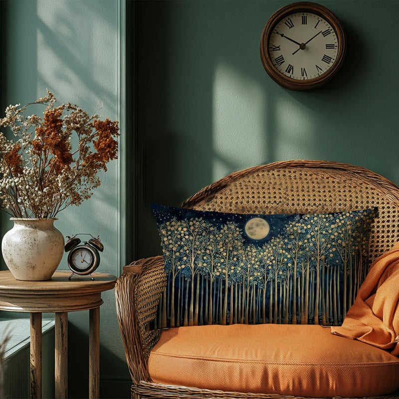 BUJSP Rustic William Morris Night Moon Forest Green Decor Pillow Covers 12x20,Vintage Botanical Nature Landscape Decorative Throw Pillow Covers for Home Bedroom Living Room - Image 4