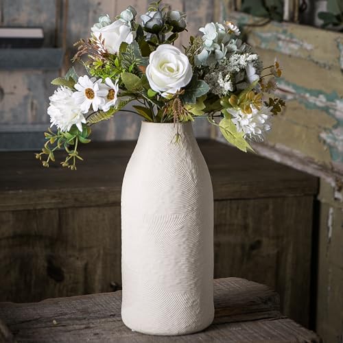 Banllis Large Textured Vase Boho Ceramic Vase for Modern Farmhouse Home Decor Pottery Vases for Flowers Pampas Grass Rustic Decorative Vase Clay Vase Centerpieces for Dining Table