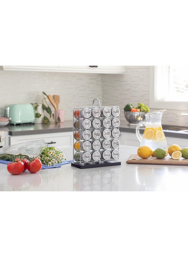 Orii 20 Jar Spice Rack Stainless Steel with Spices Included - Standing Rack Shelf Holder & Countertop Spice Rack Tower Organizer for Kitchen Spices with Spice Refills for 5 Years - Image 1