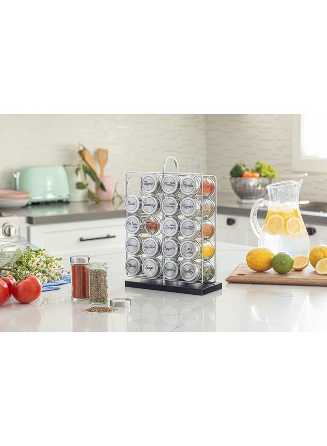 Orii 20 Jar Spice Rack Stainless Steel with Spices Included - Standing Rack Shelf Holder & Countertop Spice Rack Tower Organizer for Kitchen Spices with Spice Refills for 5 Years - Image 2