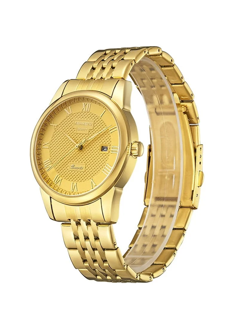 KENNETH SCOTT Kenneth Scott K23030-GBGC Men's Analog Display Watch & Stainless Steel Strap Gold