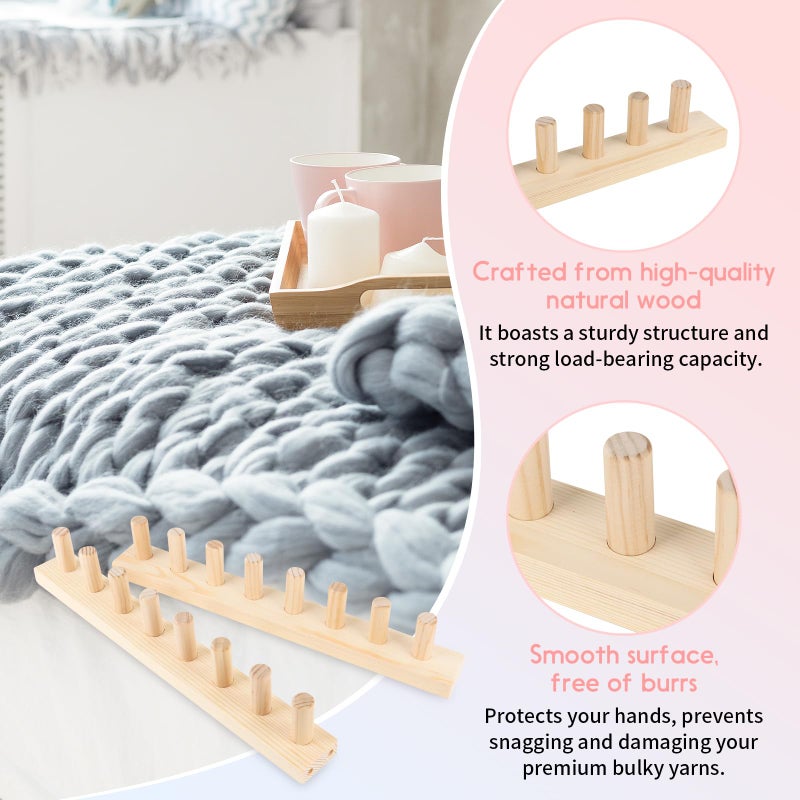 Ziimaikery 64 Inch Wooden Chunky Blanket Knitting Loom, Chunky Knitting Loom for Blanket Making Adjustable DIY Frame for Bulky Yarn Projects, Reusable Crafting Tool for Beginners (64inch) - Image 2