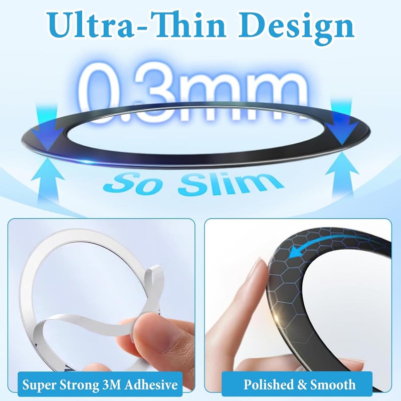 CoolShef 12 قطعة حلقة مغناطيسية للشحن اللاسلكي | حلقة محول معدنية عالمية | حلقات مغناطيسية رفيعة للغاية للهاتف/الحالات | دعم أندرويد وآيفون - Image 4