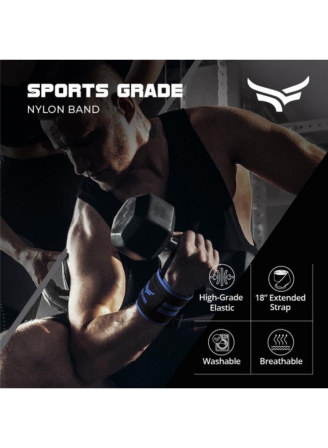 XTRIM Wrist Support for Men & Women, Wrist Band for Men, Gym Wrist Wrap, Gym Fitness Band, Gym Equipment for Home, Gym Support Accessories for Men for Hand Grip & Wrist Support Crepe Bandage (Black & Blue) - Image 5