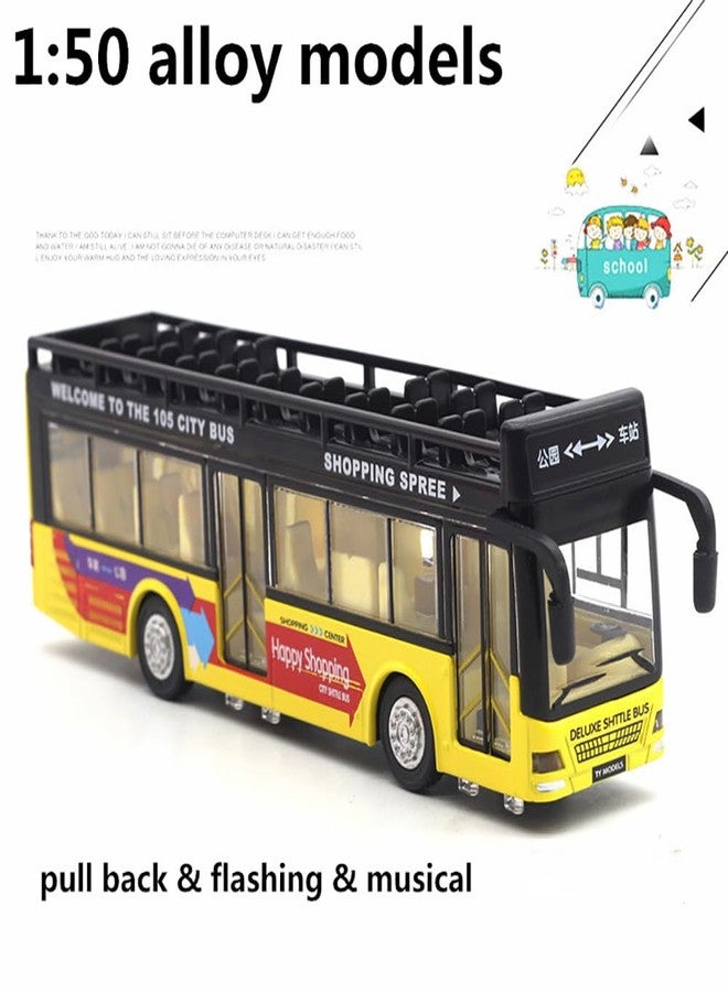DARVICE Diecast Sight View Open Bus Toys for Kids Metal Toy Bus Light Sound Pull Back Collection - Image 4