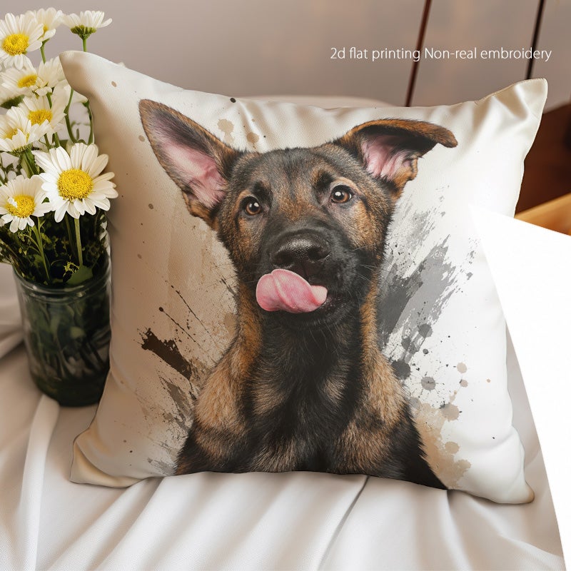 Cute Dog Print Decorative Throw Pillow Cover Soft Square Cushion Cover for Sofa Bed Living Room - Image 2