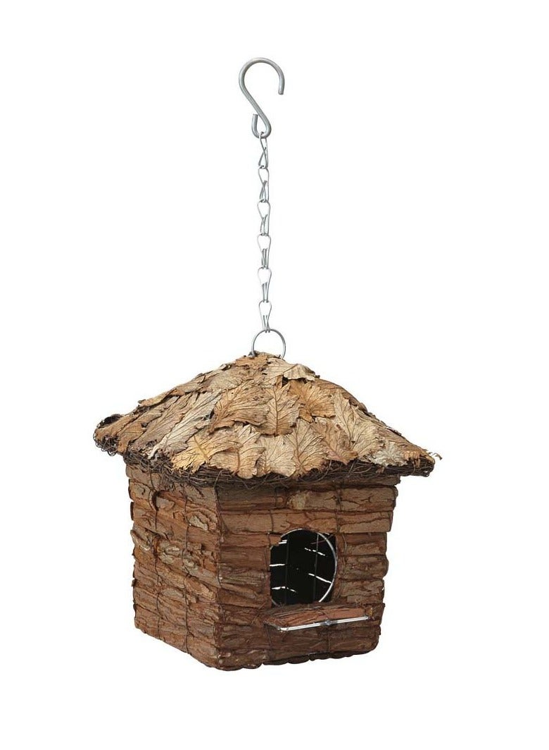 KNP Square Hut House for Small Birds with Roof Covered with Leaves VX5738