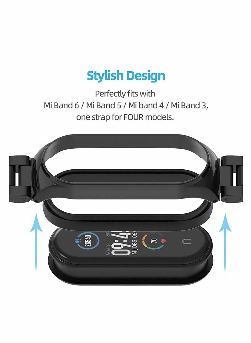 Y&D For Mi Band Strap Replacement, Smart Watch Wristband Replacement Accessories for 6 5 4 3 Metal Stainless Steel Bracelet (Black)  - Image 4