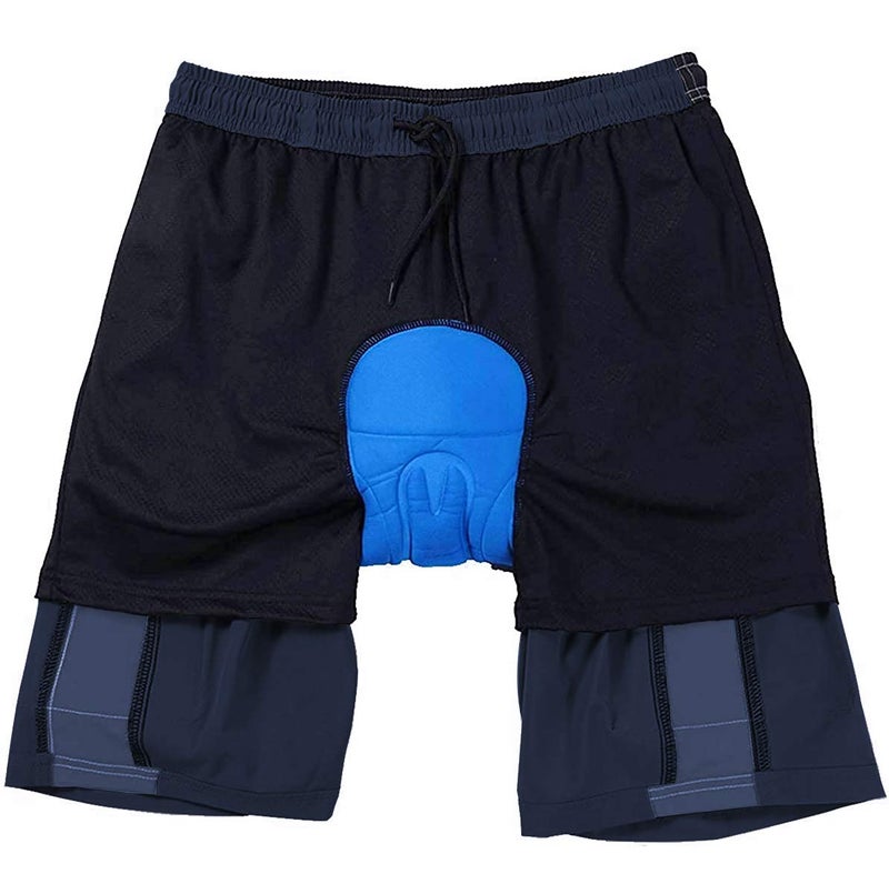 VAYAGER Men's Mountain Bike Shorts 3D Padded Bicycle MTB Shorts Loose-fit Lightweight MTB Cycling Shorts (Navy-M) - Image 4