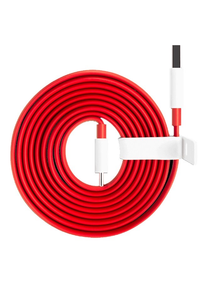 OnePlus Warp Charge USB to Type-C Cable – 1.5 Meter Red - Image 2