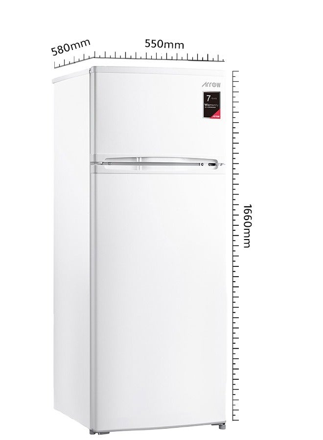 Arrow 248L Double Door Refrigerator, 8.8 Cu. Ft. with Mechanical Temp. Control, Defrost, White Color, Metal Door Panel, Recessed Handle, Energy Saving, Inside Lighting, Wheel | Model No: RO2-390L - Image 2