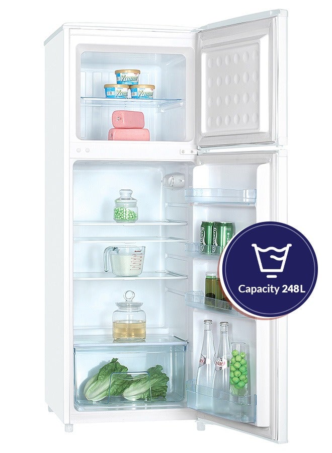 Arrow 248L Double Door Refrigerator, 8.8 Cu. Ft. with Mechanical Temp. Control, Defrost, White Color, Metal Door Panel, Recessed Handle, Energy Saving, Inside Lighting, Wheel | Model No: RO2-390L - Image 5