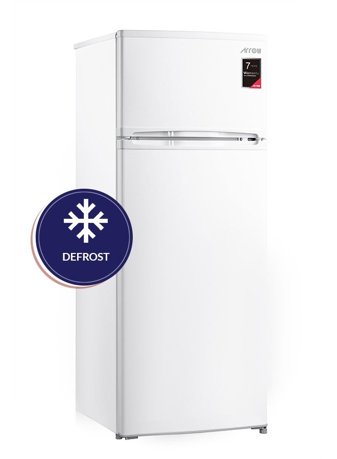 Arrow 248L Double Door Refrigerator, 8.8 Cu. Ft. with Mechanical Temp. Control, Defrost, White Color, Metal Door Panel, Recessed Handle, Energy Saving, Inside Lighting, Wheel | Model No: RO2-390L - Image 3