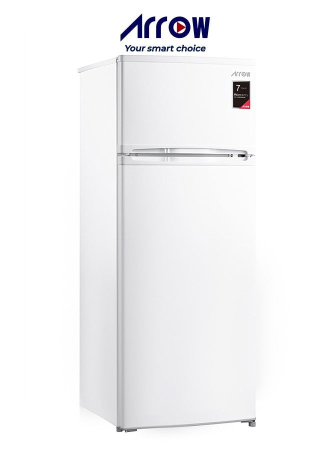 Arrow 252Liters, 8.9Cu.Ft,Double Door Refrigerator with 7 Years Compressor Warranty, Mechanical Temperature Control, Defrost, Metal Door Panel, Recessed Handle, Energy Saving, Inside Lighting, Wheel, White Color | Model No: RO2-390L - Image 1