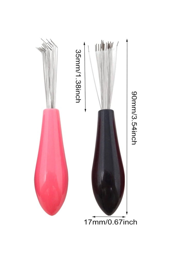 خاجول 2 قطعة أداة تنظيف فرشاة الشعر فرشاة تنظيف المشط الصغيرة مشط صغير بمقبض بلاستيكي لإزالة الغبار من الشعر للاستخدام المنزلي في الصالون - Image 2