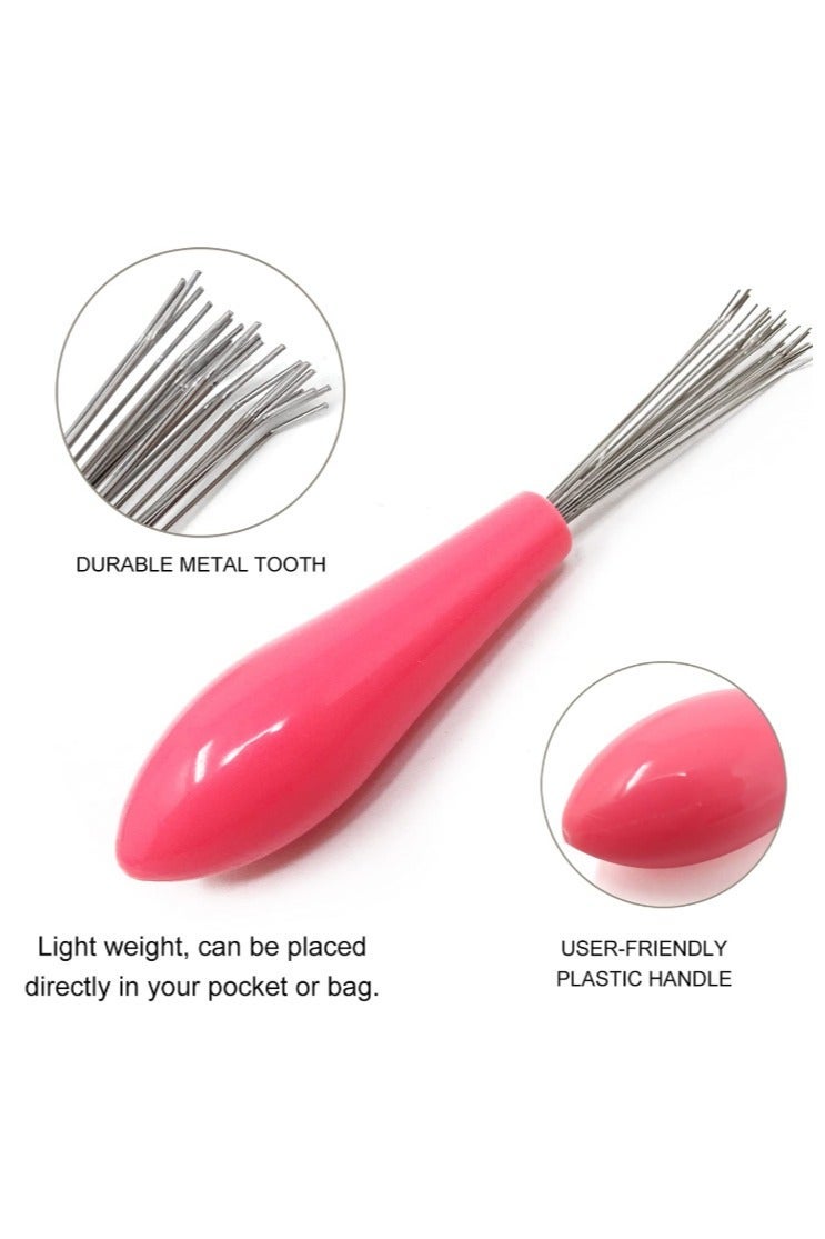خاجول 2 قطعة أداة تنظيف فرشاة الشعر فرشاة تنظيف المشط الصغيرة مشط صغير بمقبض بلاستيكي لإزالة الغبار من الشعر للاستخدام المنزلي في الصالون - Image 3