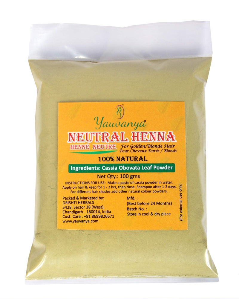 Yauvanya 100% pure Neutral Henna (Cassia Obovata) Powder for Blonde/Golden hair | Colorless Henna | Natural Hair Conditioner | For Soft, Silky, Shiny hair - 3x100gms - Image 1