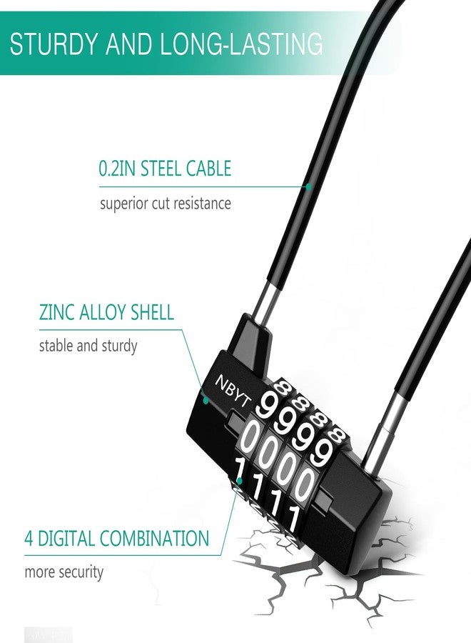 ORIA Long Shackle Padlock, 4 Digit Combination Lock with Steel Cable, Resettable Handheld Lock for Gym Locker, Cabinet, Travel Bag, Luggage School, Toolbox - Image 4