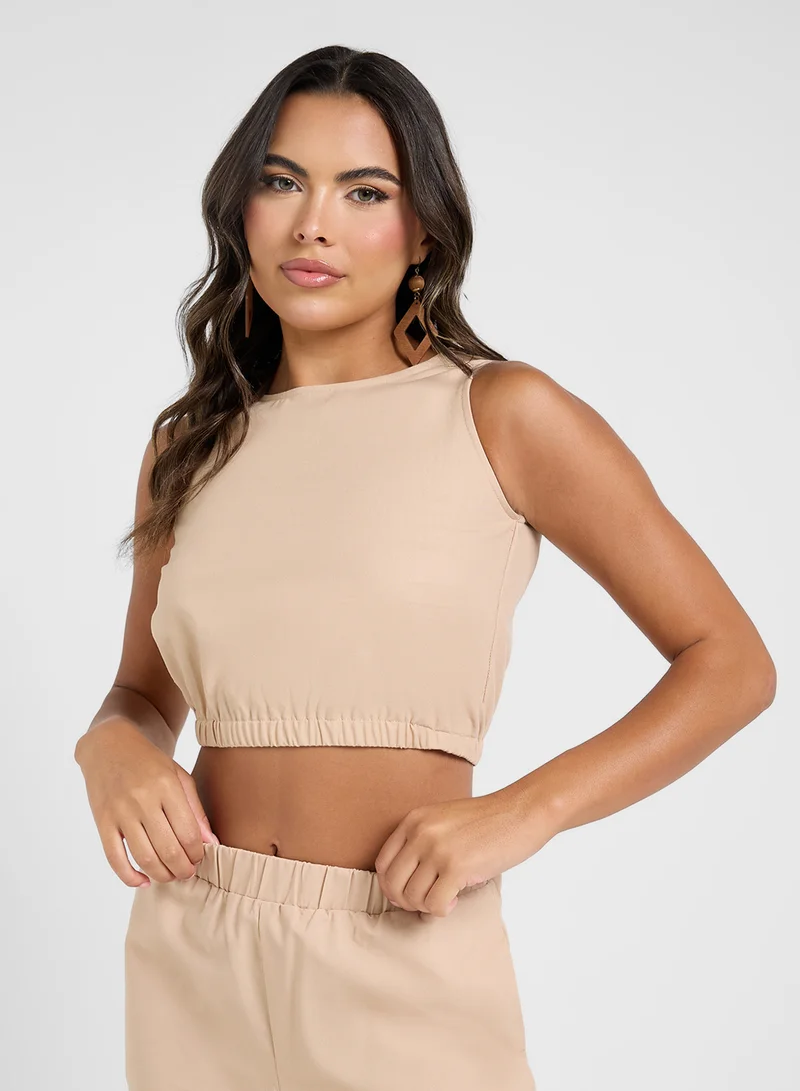 Ginger Cotton Crop Top & Wide Leg Pants