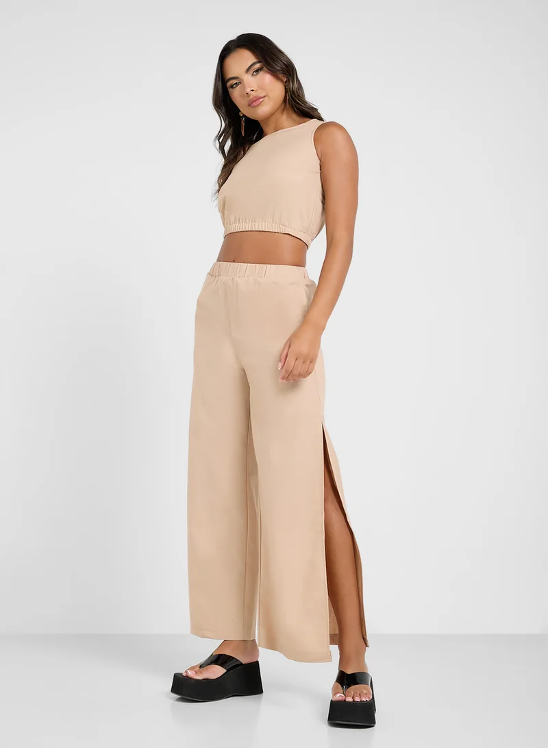 Ginger Cotton Crop Top & Wide Leg Pants