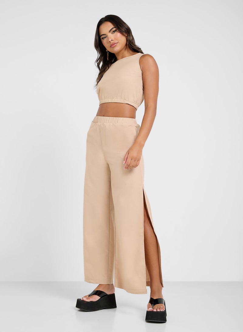 جينجر طقم قطن: بلوزة قصيرة وبنطلون واسع - Image 5