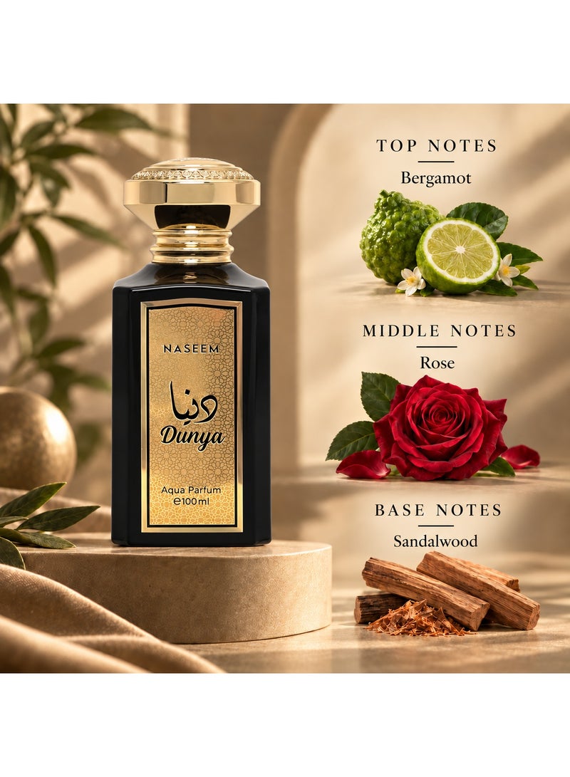 Naseem Dunya Eau De Parfum Aqua Perfume for Men & Women - 100ml - Image 3