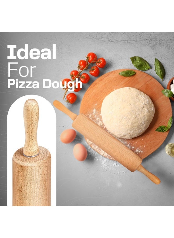 شوبك خشبي للخبز بمقابض - أداة فرد عجين غير لاصقة للبيتزا والخبز والبسكويت والفوندان والتورتيلا، شوبك مطبخ متين للمعجنات والمعكرونة وقشرة الفطائر وعجين الشاباتي - Image 5