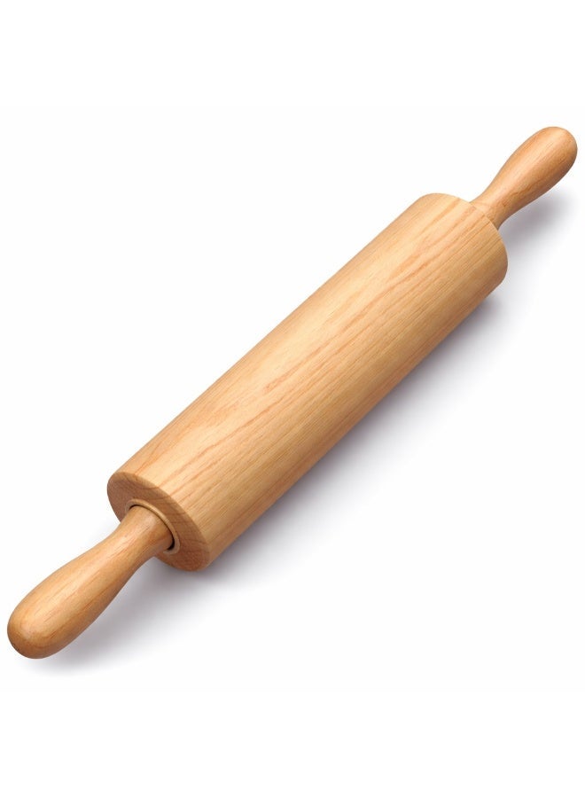 شوبك خشبي للخبز بمقابض - أداة فرد عجين غير لاصقة للبيتزا والخبز والبسكويت والفوندان والتورتيلا، شوبك مطبخ متين للمعجنات والمعكرونة وقشرة الفطائر وعجين الشاباتي - Image 1