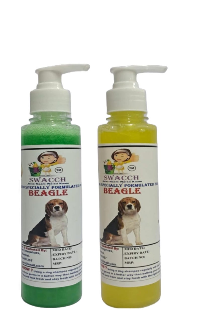 SWACCH Premium Shampoo for Beagle (200ML)(Combo Pack of 2) NEEM ALOVERA & Lemon - Image 1