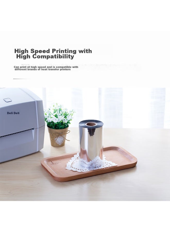 ديلي Deli 110mm*300m طابعة نقل حراري للباركود طابعة ملصقات شريط كربوني شمعي عالمي 81522 (لفة واحدة) - Image 2