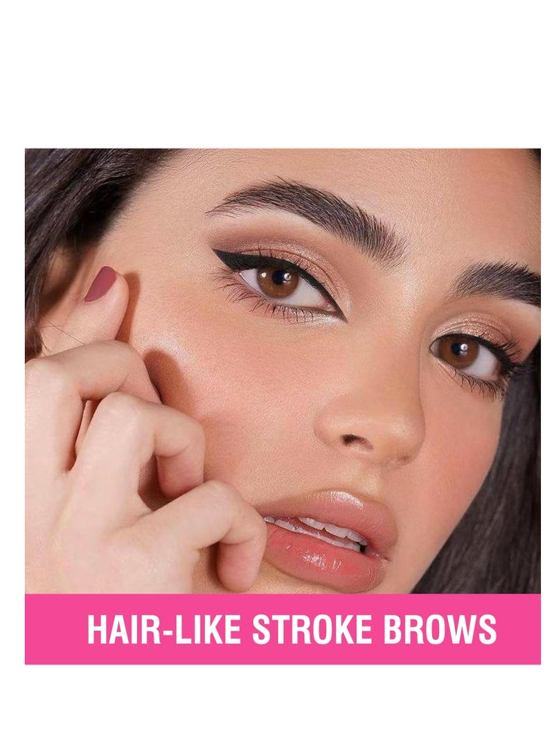 كيو اي سي قلم الحواجب ، قلم الحواجب 2 في 1 ثنائي الأطراف Microblading قلم الحواجب مع طرف شوكة دقيقة وفرشاة دقيقة تجعد حواجب طبيعية تشبه الشعر ، تدوم طوال اليوم (أسود بني) - Image 3