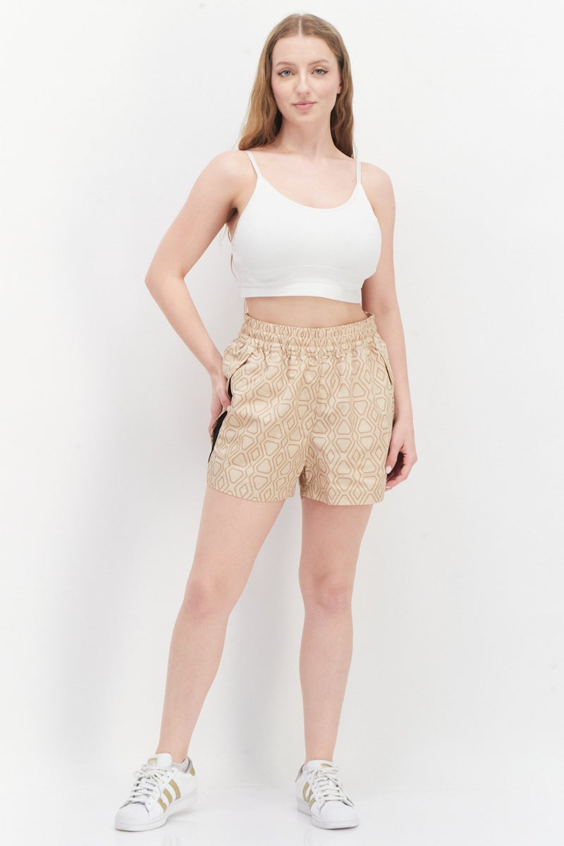 PUMA Women Sportswear Fit Brand Logo Training Shorts, Tan Combo  - Image 2