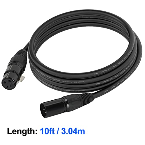Gruolin 10ft DMX Cable, 4 Pack 3m DMX Light Cables DMX Wires, 3-Pin XLR Male to Female Stage Signal Cable with Metal Connectors for DMX512 Stage & DJ Lighting fixtures - Image 2